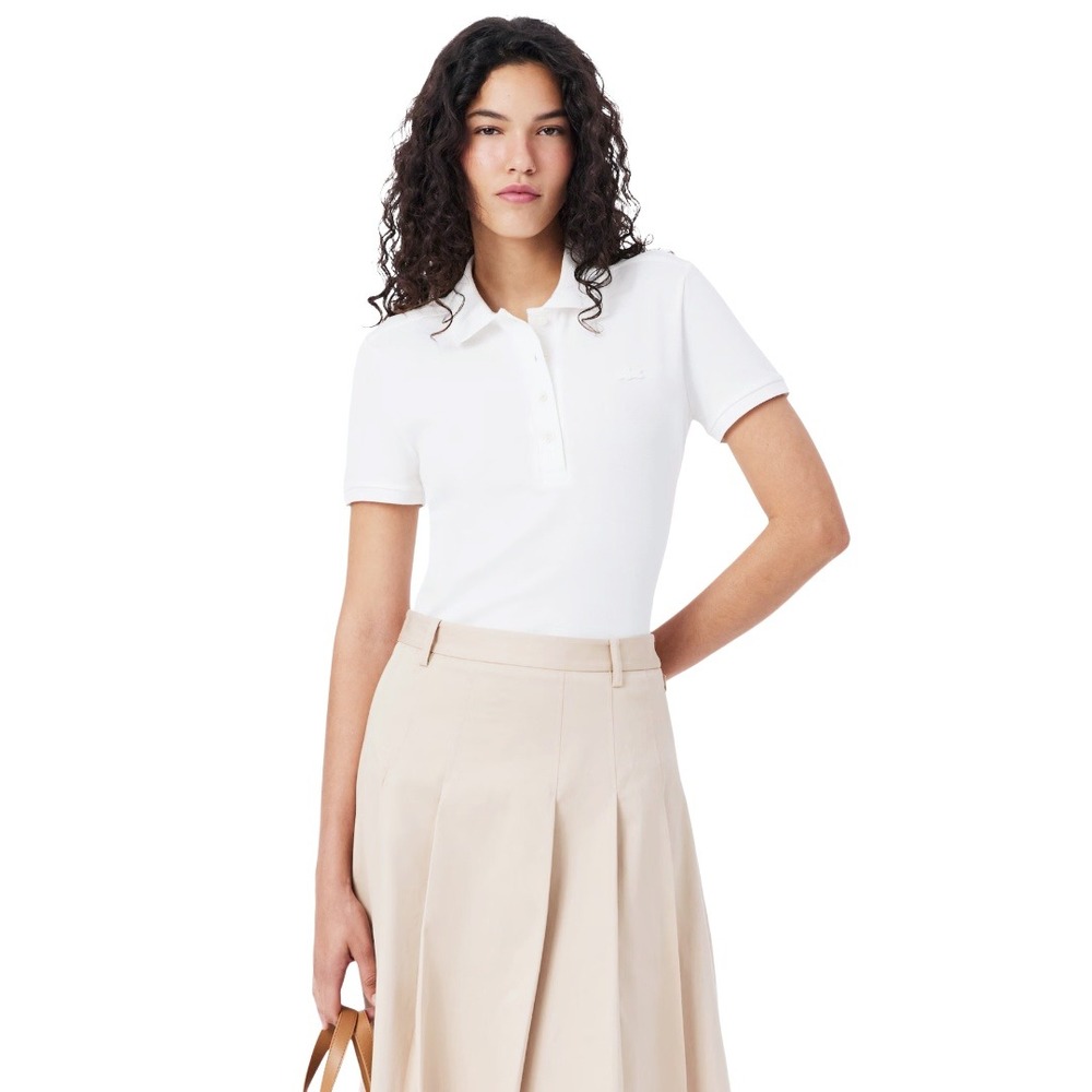 Lacoste Slim Fit Stretch Cotton Pique Polo White Minimalist Capsule Preppy 38 6